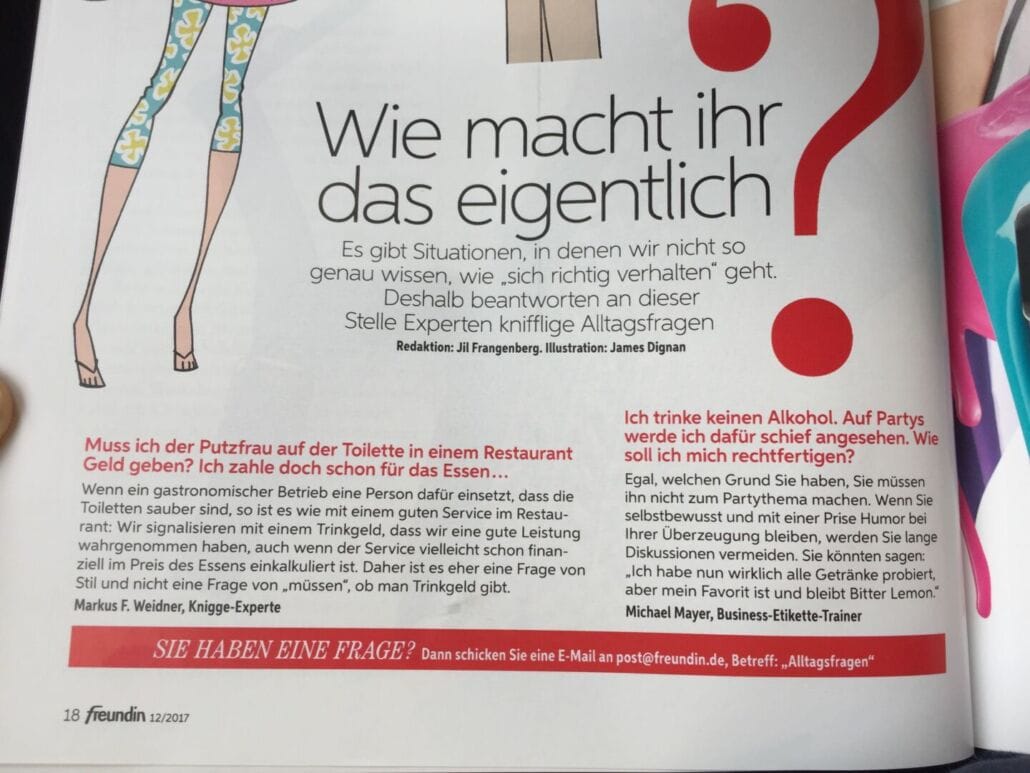 Artikel in der Zeitschrift 'Freundin' kniggebenefit.de 2 Artikel in der Zeitschrift 'Freundin' kniggebenefit.de 1